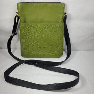 Alaskan Embossed Green Leather Crossbody bag